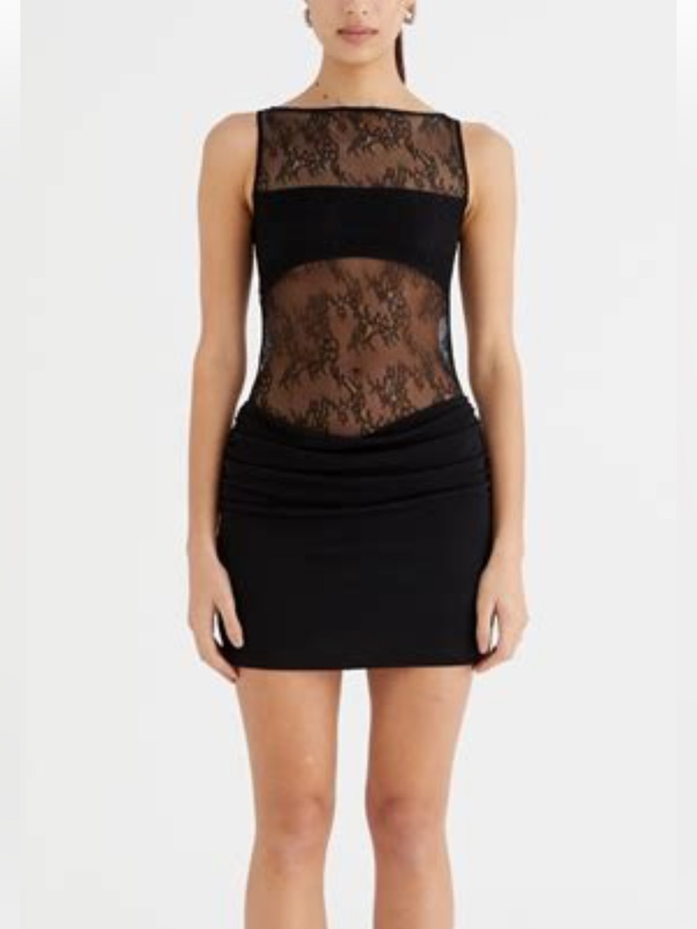 Black Ruched Mini Skirt